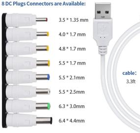 img 3 attached to 🔌 Universal 5V DC Power Cable, USB to DC 5.5x2.1mm Plug Charging Cord with 8 Interchangeable Plugs Connectors Adapter for Router, Mini Fan, and Electronics Devices (White) by UCEC