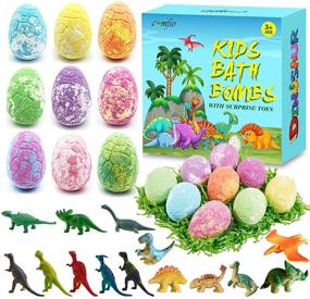 img 4 attached to 🦖 Натуральный детский подарочный набор бомб для ванны с 9 сюрпризами внутри, органические яйца динозавров для ванны, пузырчатые бомбочки для спа, динозавры для мальчиков и девочек - идеальный подарок на день рождения, Рождество, Пасху.
