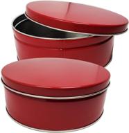 🍪 high-quality 2-pack red classic cookie tin - stylish gift container, ultra durable steel construction логотип