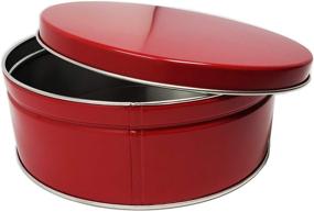 img 2 attached to 🍪 High-Quality 2-Pack Red Classic Cookie Tin - Stylish Gift Container, Ultra Durable Steel Construction