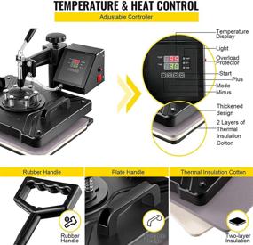 img 2 attached to 👕 VEVOR 5 in 1 Combo Swing Away Heat Press Machine, 12x15 Inch - T-Shirt Sublimation Transfer Printer with Teflon Coated, Precise Heat Control, Includes Mug/Cap/Plate Accessories - ETL/FCC Listed (Black)