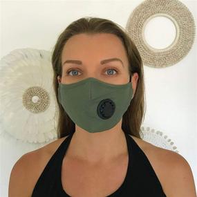 img 1 attached to 🌿 High-Quality Olive Cotton Reusable Face Mask - 3 Layer Washable Protection