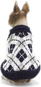 img 3 attached to 🐶 Navy Medium BOBIBI Diamond Plaid Dog Sweater: Cozy Winter Knitwear for Pets