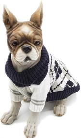 img 1 attached to 🐶 Navy Medium BOBIBI Diamond Plaid Dog Sweater: Cozy Winter Knitwear for Pets