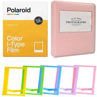 📸 polaroid color film for i-type (8 exposures) + pink album & plastic frames bundle - assorted colors - holds 32 photos logo