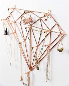 img 4 attached to 💎 Stylish Ruby Mae Jewelry Wall Organizer: Diamond Rose Gold Jewelry Organizer with Large Hooks – Necklace, Bracelet, Earring, and Ring Holder – Space-Saving Hanging Jewelry Organizer Wall Mounted