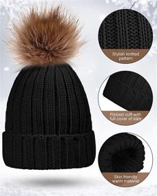 img 2 attached to Women's Winter Knitted Beanie Hat and Glove Set - Cozy Skull Cap with Touchscreen Gloves