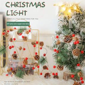 img 2 attached to 🎄 Battery Operated Christmas Garland String Lights with Pine Cone, Red Berry, and Bells - 6.56ft 20 LED Indoor/Outdoor Fairy Twinkle Lights for Xmas Decorations, Parties, New Year, Thanksgiving