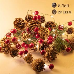 img 3 attached to 🎄 Battery Operated Christmas Garland String Lights with Pine Cone, Red Berry, and Bells - 6.56ft 20 LED Indoor/Outdoor Fairy Twinkle Lights for Xmas Decorations, Parties, New Year, Thanksgiving