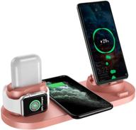 🔌 wireless charger stand for apple products - magicroc 6 in 1 charging station for apple watch, airpods, iphone 12 11 pro max/x/xs/xr/8plus (pink) logo