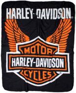 одеяло из флиса с логотипом harley-davidson: черное и оранжевое, 50'' x 60'' от northwest enterprises (nw918580) логотип