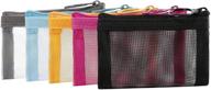 🔍 patu mini mesh zipper bags, xs / a8 size, 3" x 4", 5-piece set - keychain pouch & coin purse, clear travel kit for small items, cosmetic organizer - assorted colors logo
