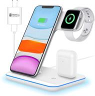 🔌 3-in-1 wireless charging stand for airpods, iphone, and apple watch - compatible with iphone 11/11 pro max/x/xs max/8, apple watch charger 5/4/3/2/1, airpods 3/2/1 logo