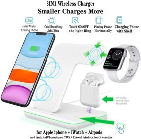 img 3 attached to 🔌 3-in-1 Wireless Charging Stand for AirPods, iPhone, and Apple Watch - Compatible with iPhone 11/11 Pro Max/X/XS Max/8, Apple Watch Charger 5/4/3/2/1, AirPods 3/2/1