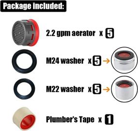 img 1 attached to 🚰 JQK Faucet Aerator, 2.2 GPM Flow Restrictor Insert, Bathroom 5 Pack Replacement Parts, Standard Size, FAN22-P5