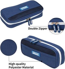 img 1 attached to 📚 Deli Large Capacity Pencil Case Pen Holder Bag with Zipper – Blue, Ideal for College, Middle School & Office Supplies Organization, Storage, and Stationery Management