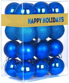 img 4 attached to 🎄 Shatterproof Blue Christmas Ball Ornaments - GameXcel 24Pcs Xmas Tree Decorations