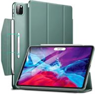 📱 esr yippee trifold smart case for ipad pro 12.9 2020 &amp; 2018, lightweight stand case with clasp, auto sleep/wake [supports pencil 2 wireless charging], forest green logo