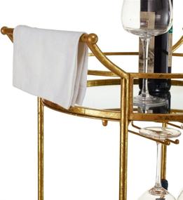 img 2 attached to 🥂 Gold Linon Round Bar Cart: A Stylish and Functional Addition to Any Space