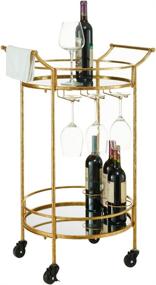 img 3 attached to 🥂 Gold Linon Round Bar Cart: A Stylish and Functional Addition to Any Space