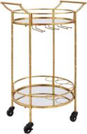 🥂 gold linon round bar cart: a stylish and functional addition to any space логотип