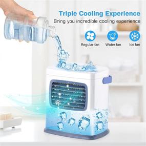 img 1 attached to 3-in-1 Portable Air Conditioner Fan Kit with 12H Timer, Adjustable Wind Direction, 2 Wind Speeds, 500ML Water Tank, 3 Power Sources - Ideal for Room, Office, Outdoor, and Car Use