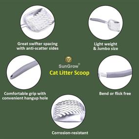 img 1 attached to 🐾 SunGrow Non-Stick Cat Litter Sifter Scoop: Wide and Deep Stainless Steel Scoop with Ergonomic Handle, Gray - 14” x 5.6”