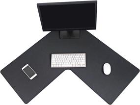 img 2 attached to 🖱️ Large L Shaped Mouse Pad - 3mm Thickness, Stitched Edges, Water Resistant - Perfect Corner Mouse Mat for L Shaped Desk, Corner Desk, and Gaming Setup