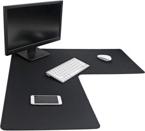 img 1 attached to 🖱️ Large L Shaped Mouse Pad - 3mm Thickness, Stitched Edges, Water Resistant - Perfect Corner Mouse Mat for L Shaped Desk, Corner Desk, and Gaming Setup