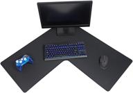 🖱️ large l shaped mouse pad - 3mm thickness, stitched edges, water resistant - perfect corner mouse mat for l shaped desk, corner desk, and gaming setup logo