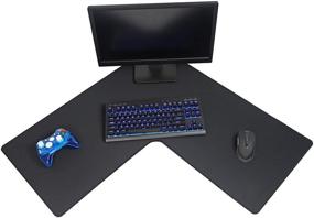 img 4 attached to 🖱️ Large L Shaped Mouse Pad - 3mm Thickness, Stitched Edges, Water Resistant - Perfect Corner Mouse Mat for L Shaped Desk, Corner Desk, and Gaming Setup
