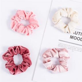 img 1 attached to Whaline Velvet Blush Hair Scrunchies - 🎀 Soft Hair Bands for Girls and Women (12-Pack)