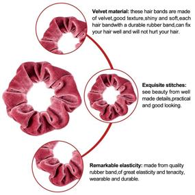 img 2 attached to Whaline Velvet Blush Hair Scrunchies - 🎀 Soft Hair Bands for Girls and Women (12-Pack)