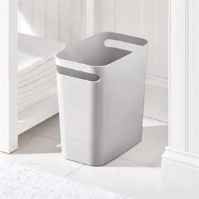 img 2 attached to 🗑️ mDesign Slim Large 2.5 Gallon Trash Can Wastebasket - Aura Collection - Gray"