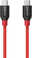 🔴 anker powerline+ usb c to usb c cable - 6ft high durability cord, usb type-c for galaxy note 8 s8 s8+ s9, ipad pro 2020, pixel, nexus 6p, huawei matebook, macbook - red logo