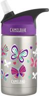 camelbak eddy kids vacuum insulated stainless steel bottle 🦋 12 oz: fun butterflies & hearts design, leak-proof and thermally insulated logo