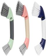 🧹 efficient cleaning brushes set for door window tracks, grout, bathroom and corner - 3 pack hand-held groove gap cleaning tools: pink, green, blue logo