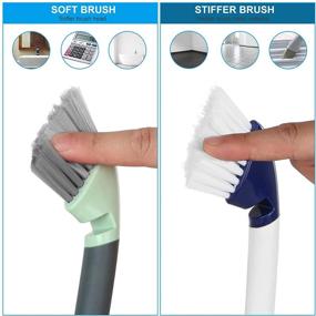 img 2 attached to 🧹 Efficient Cleaning Brushes Set for Door Window Tracks, Grout, Bathroom and Corner - 3 Pack Hand-held Groove Gap Cleaning Tools: Pink, Green, Blue