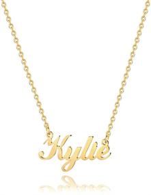 img 4 attached to Personalize Your Style with M MOOHAM Gold Custom Name 🌟 Necklace - 18K Gold Plated Necklace for Women, Girls, Kids & Teens