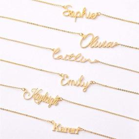 img 2 attached to Personalize Your Style with M MOOHAM Gold Custom Name 🌟 Necklace - 18K Gold Plated Necklace for Women, Girls, Kids & Teens