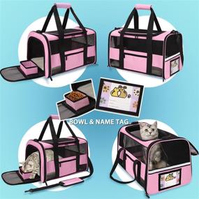 img 1 attached to Sapine Airline Approved Pet Carrier with Bowl, Pet ID Card, Reflective Strip, Travel Carrier for Cats, Medium & Small Dogs - Soft-Sided Cat Carriers Portable for Puppies