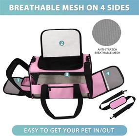 img 3 attached to Sapine Airline Approved Pet Carrier with Bowl, Pet ID Card, Reflective Strip, Travel Carrier for Cats, Medium & Small Dogs - Soft-Sided Cat Carriers Portable for Puppies