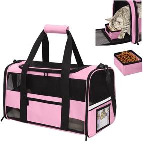 img 4 attached to Sapine Airline Approved Pet Carrier with Bowl, Pet ID Card, Reflective Strip, Travel Carrier for Cats, Medium & Small Dogs - Soft-Sided Cat Carriers Portable for Puppies