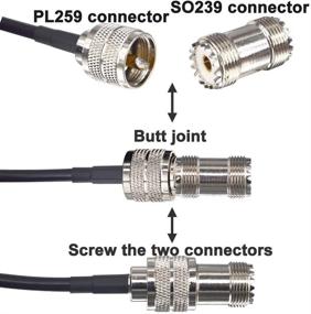 img 3 attached to 🔌 Коаксиальный кабель RG58 49.2 фута UHF PL259 с набором из 2 шт. коннекторов для UHF двойного женского типа, кабель UHF мужчина-мужчина PL-259 + адаптер UHF женщина-женщина SO-239 для антенны CB/Ham радио - Boobrie