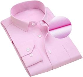 img 2 attached to Cloudstyle Slim Fit Casual Business Cotton Men's Clothing for Shirts