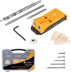 img 4 attached to MulWark Premium Pocket Hole Jig System Kit - Complete with Two Holes Jig, Driver Bit, Hex Wrench, Depth Stop Collar, Step Drill Bit, Wooden Plugs, Screws - Perfect Tool for Joinery Work