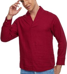 img 1 attached to 👕 Cafuny Sleeve Natural Popover Casual Men's Shirt Apparel