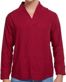 img 4 attached to 👕 Cafuny Sleeve Natural Popover Casual Men's Shirt Apparel