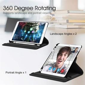img 1 attached to 📱 Fintie Rotating Case for iPad Air (3rd Gen) 10.5" 2019 / iPad Pro 10.5" 2017 with Built-in Pencil Holder - Black - 360 Degree Rotating Stand - Auto Sleep/Wake - Protective Cover