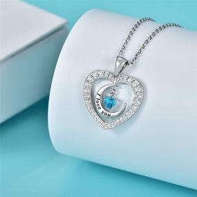 img 2 attached to Stunning 925 Sterling Silver Moon Heart Necklace: Perfect Gift for Her on Christmas & Valentine's Day